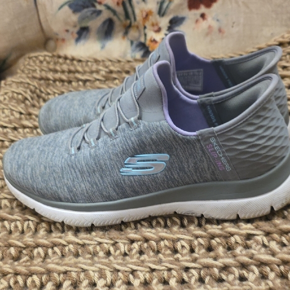 Skechers Women's Blue and Gray Slip In Sneakers - Picture 7 of 9